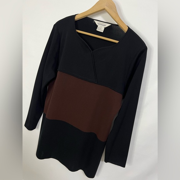 Exclusively Misook Black Brown Colorblock Long Sleeve‎ size XL - Picture 2 of 12
